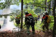 Feuerwehr übt die Brandbekämpfung mit Handgeräten